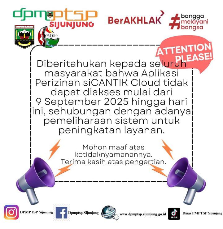 Diberitahukan Untuk Sementara Aplikasi Sicantik Tidak Bisa Diakses